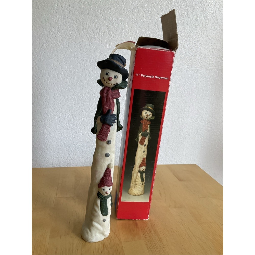 Snowman & Son Christmas Resin Figurine Holiday Decoration Unique Face Skinny